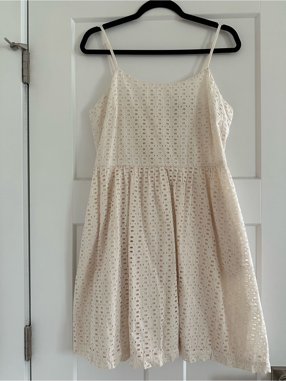 LOFT Cream Eyelet Spaghetti Strap Sundress
